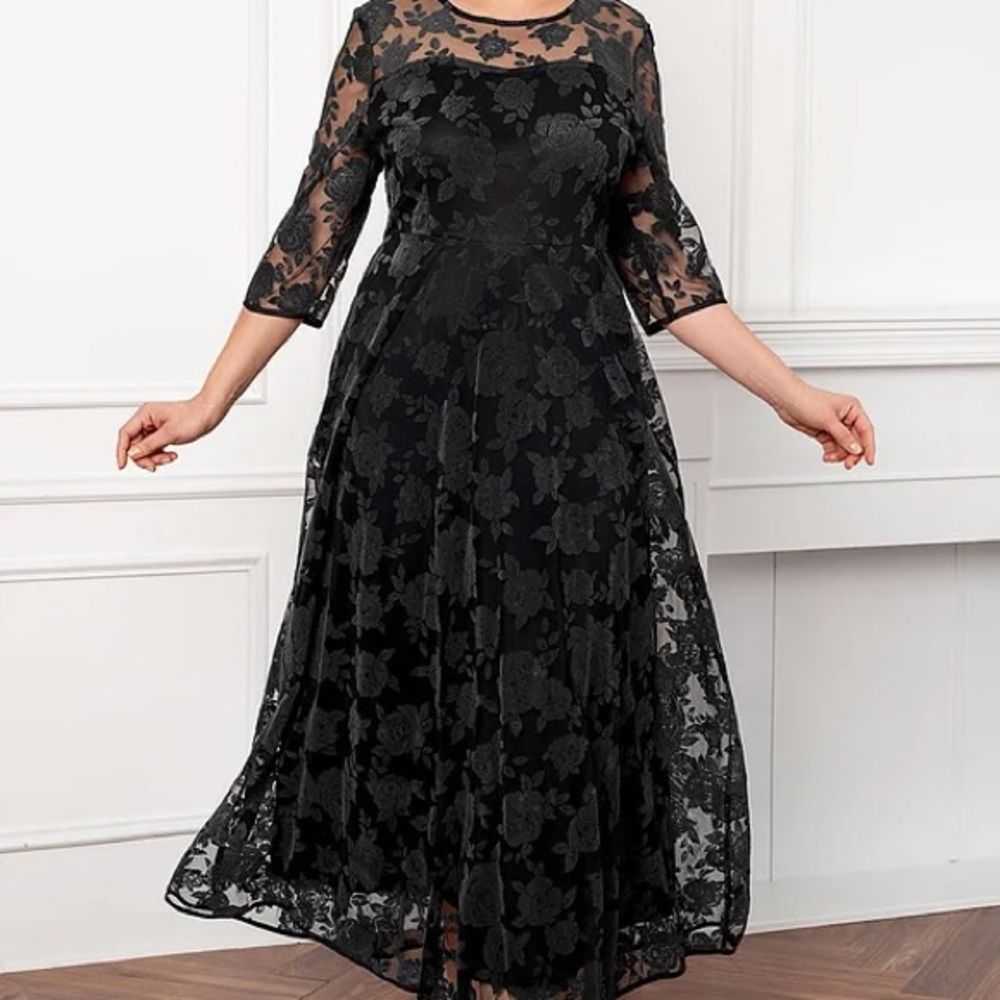 Black Velvet Embossed Dress NWT